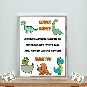 Dinosaur Diaper Raffle Sign and Cards, Baby Shower Diaper Raffle, Diaper Raffle Sign, Dinosaur Baby Shower