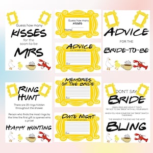 Friends Themed Bridal Shower Game Pack, 14 Friends Themed Bridal Shower Pack, Bridal Shower Game Pack