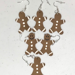 Gingerbread earrings, Gingerbread man earrings, Christmas earrings, holiday earrings