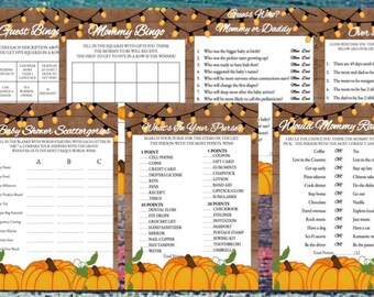Fall Pumpkin Baby Shower Game Pack, Baby Shower Game Pack, Autumn Baby Shower Game Pack, Pumpkin Baby Shower Game Pack, Fall Pumpkin Games