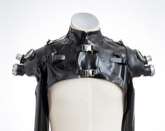 Latex Bolero with small gas masks - Wasteland Party Outfit