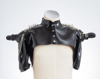 Latex Bolero with gas masks, spikes and chains