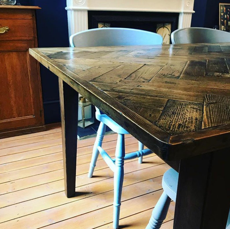Herringbone Top Dining Table Etsy UK
