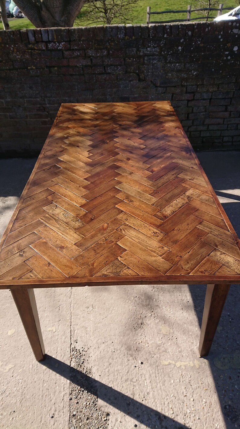 Herringbone Top Dining Table Etsy UK