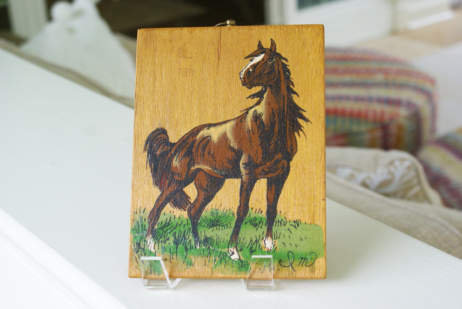 Vintage Wooden Horse Plaque 1974 Etsy