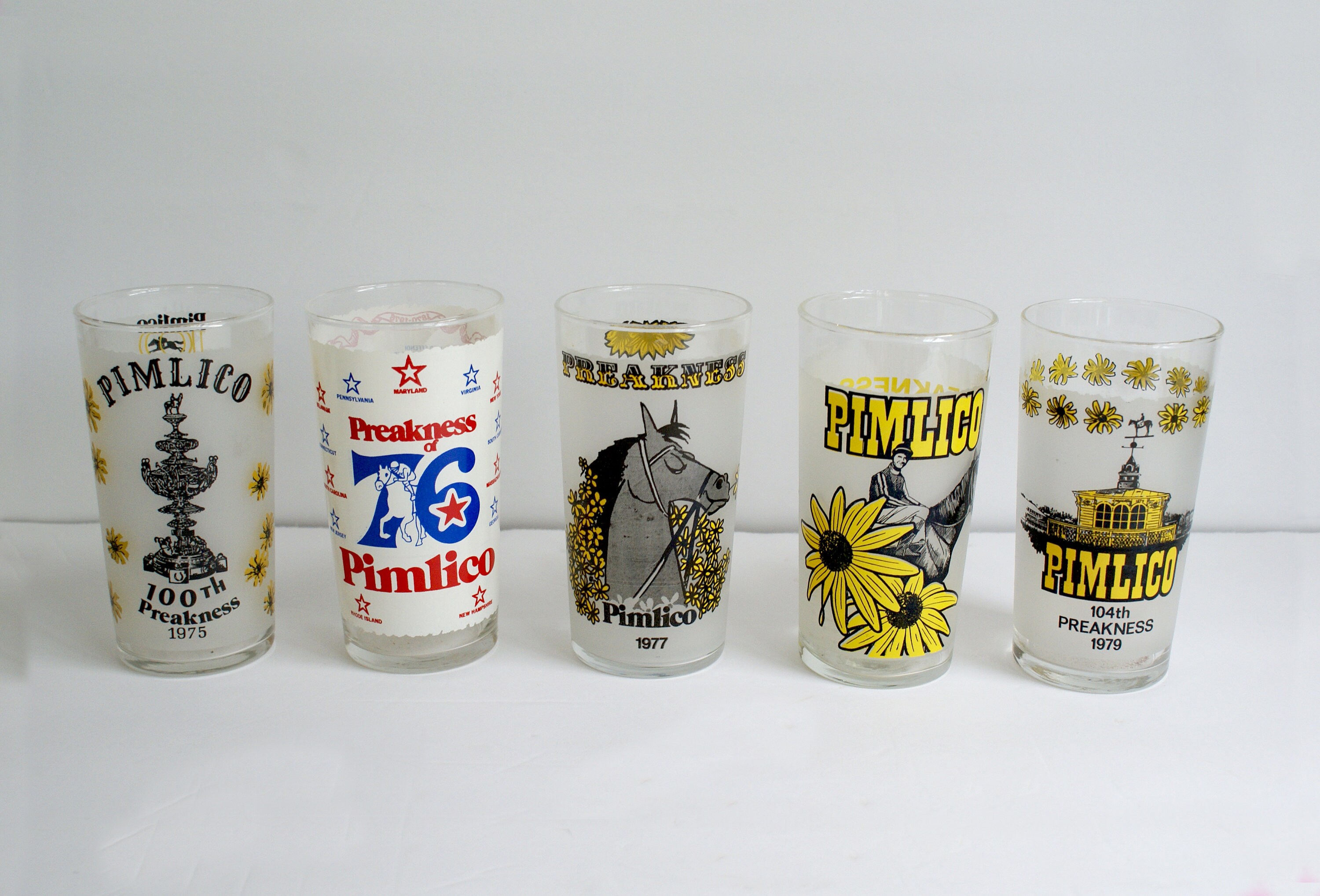 Official Pimlico Preakness Glasses Set of 5 Consecutive Etsy
