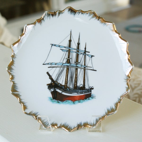 Kitschy Collector Plate - Japan - 3 Masted Schooner | Nautical Decor