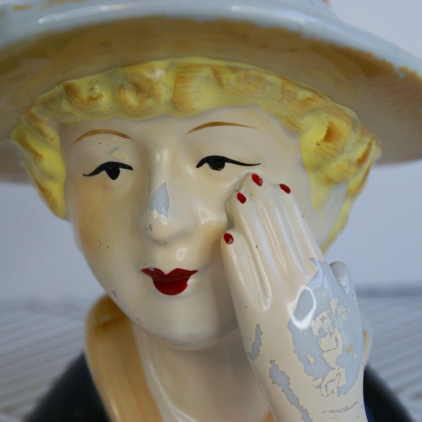 Vintage Lady Head with Brimmed Hat