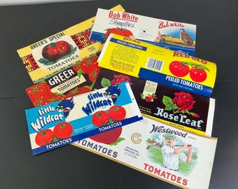 Vintage Tomato Can and Sweet Corn Labels Lot - Mid Century Grocery Advertising Ephemera