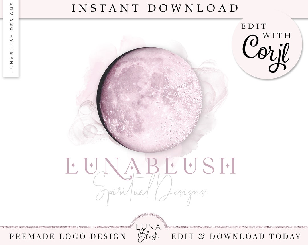 Blush Pink Fullmoon Phases Logo Spiritual Logo Designmoon - Etsy