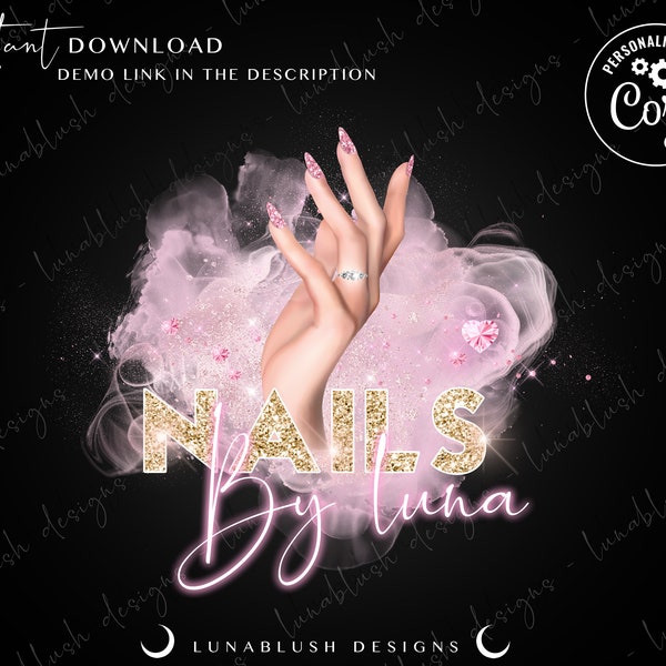 LOVELY HAND LOGO, Nail Artist Logo, Premade Logo, Elegant Logo, Nail Art, Nail Polish Logo, Nail Technician Logo, Nail Salon Logo Design