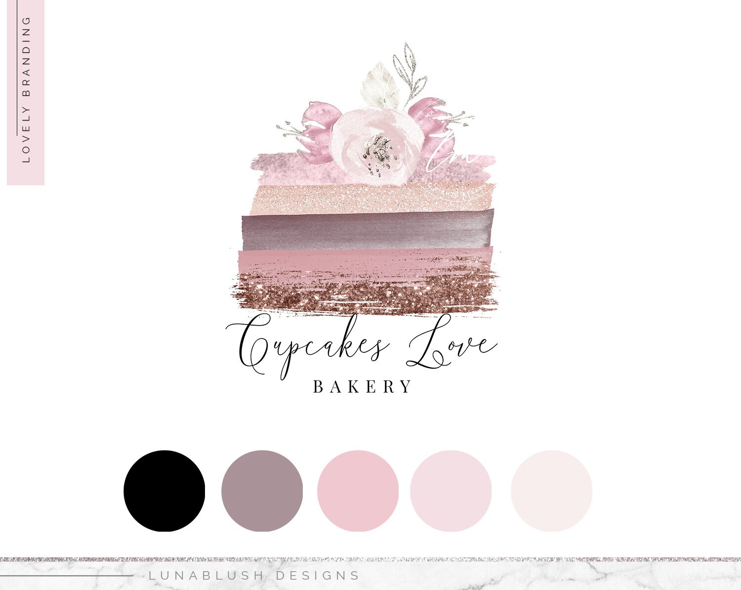 Watercolor Cake Logo design Etsy