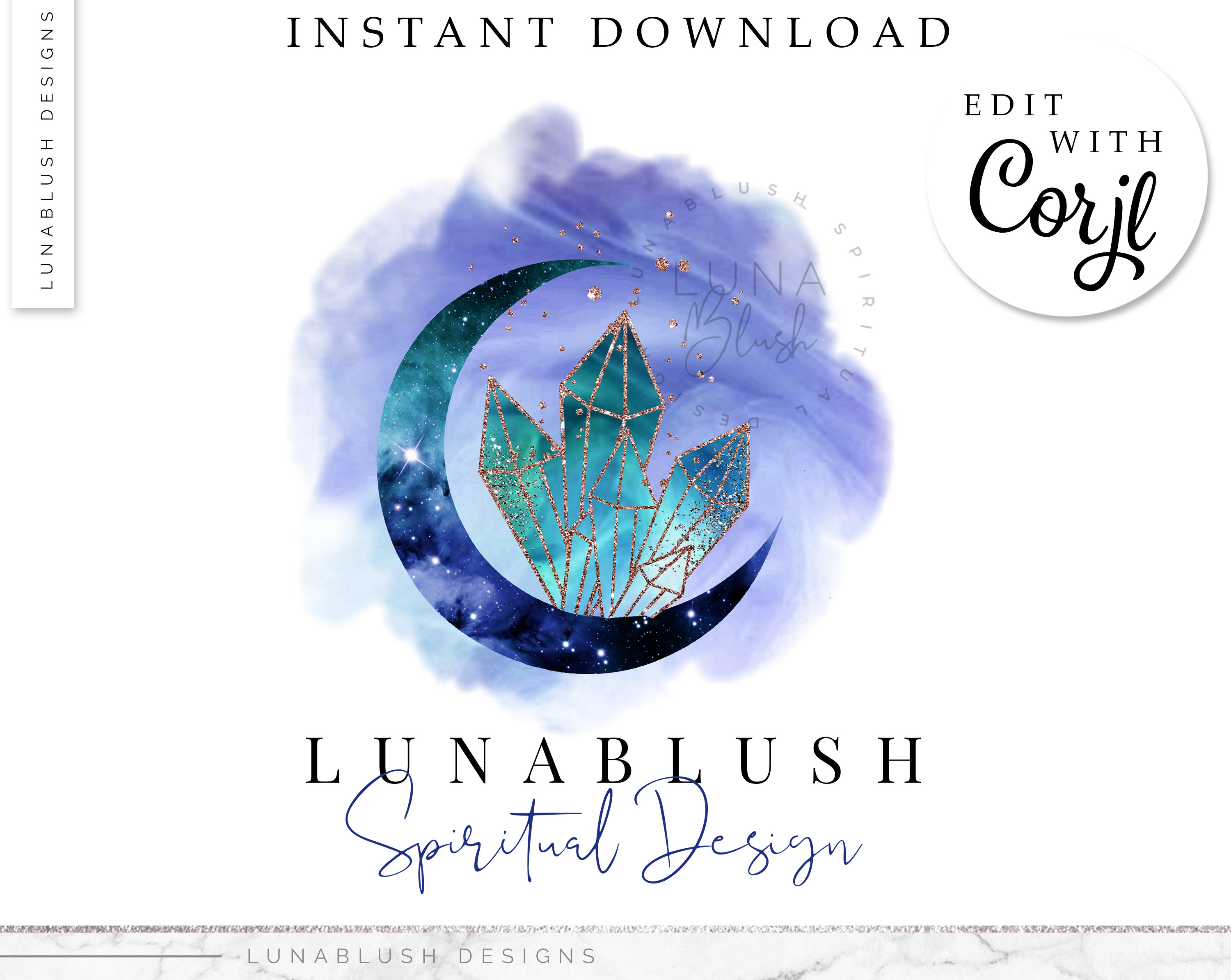 Mystical Moon Crystals Logo Design Crystals Logo Instant Etsy Hong Kong