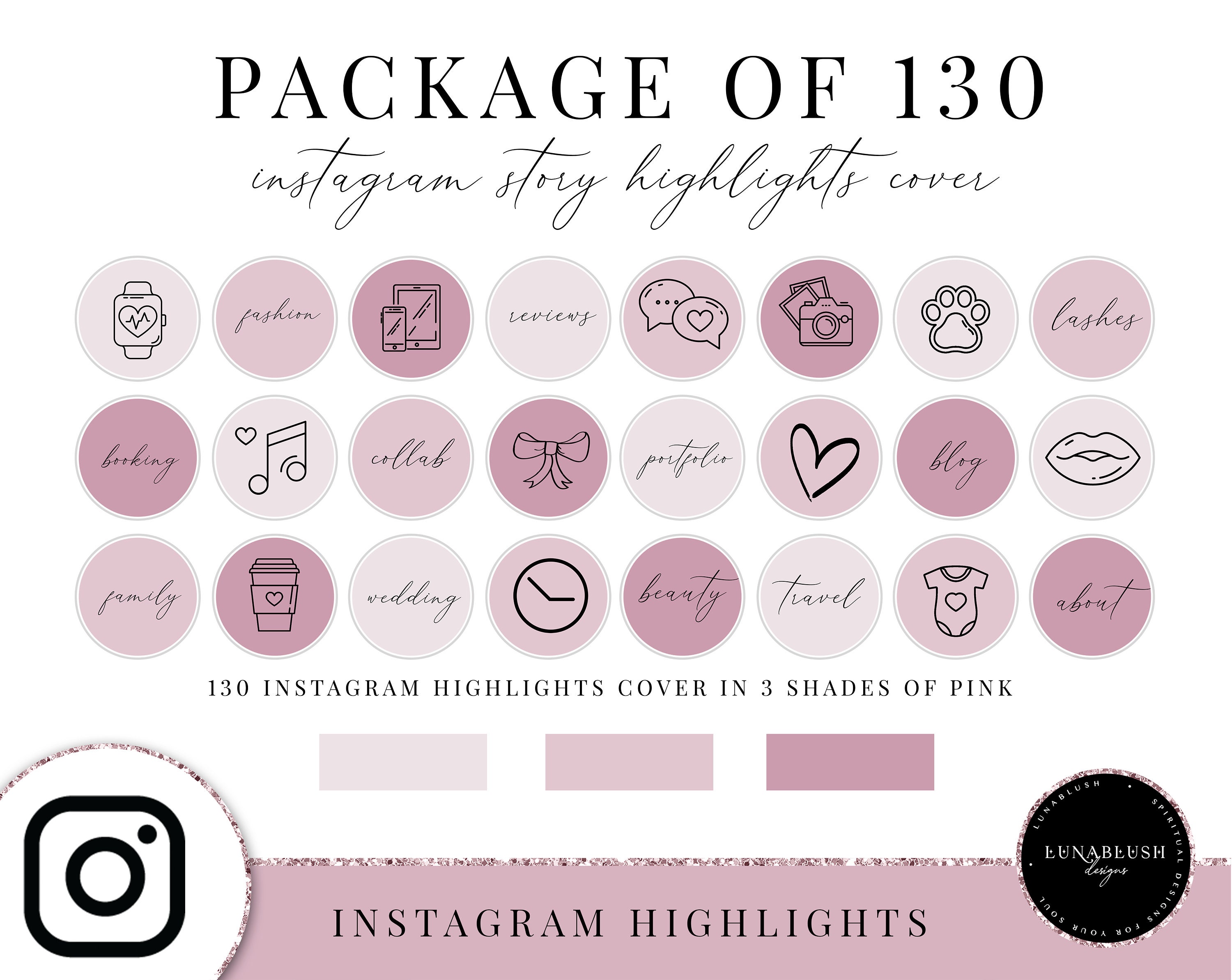 Instagram Story Highlight Cover Instagram icons Cover Pink | Etsy