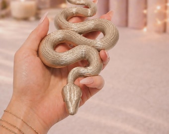 Gold Snake Bookend · Hand-Painted Metallic Finish · Romantasy Bookshelf Decor · Dark Romance Book Lover Gift