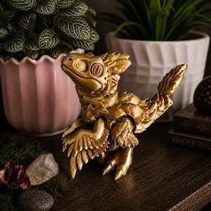 Articulated Feather Dinosaur Figurine | Fantasy Dino Decor | 3D Printed Flexi Dinosaur | Poseable Desk Pet | Fantasy Creature Gift