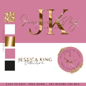 Gold and PINK 10-Piece Branding Kit: Logos, Business Card, Voucher, Social Media Set, Consultation & Thank You Cards