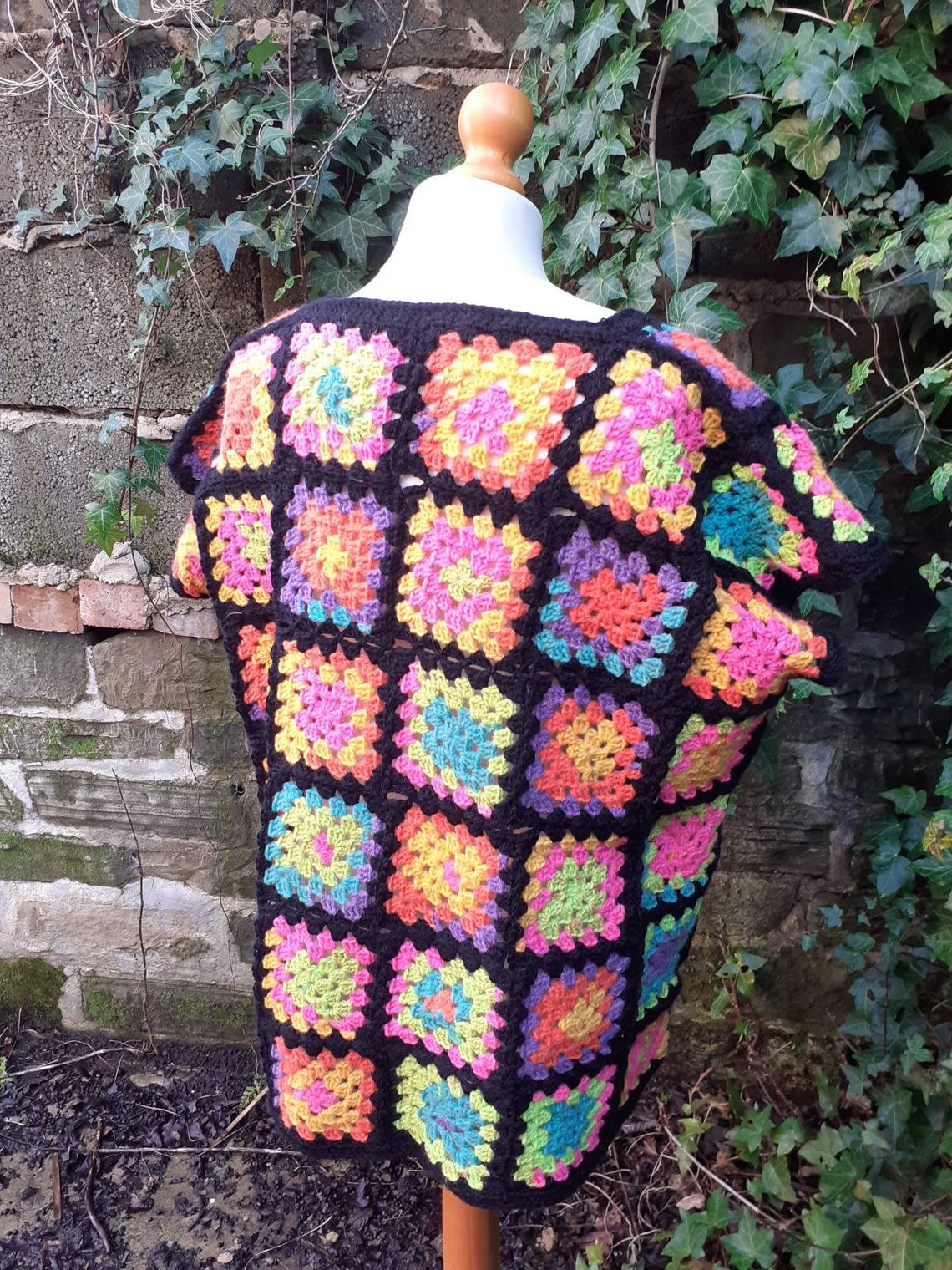 Handmade Crochet Granny Square Jumper. Multicolored Rainbow Etsy Ireland