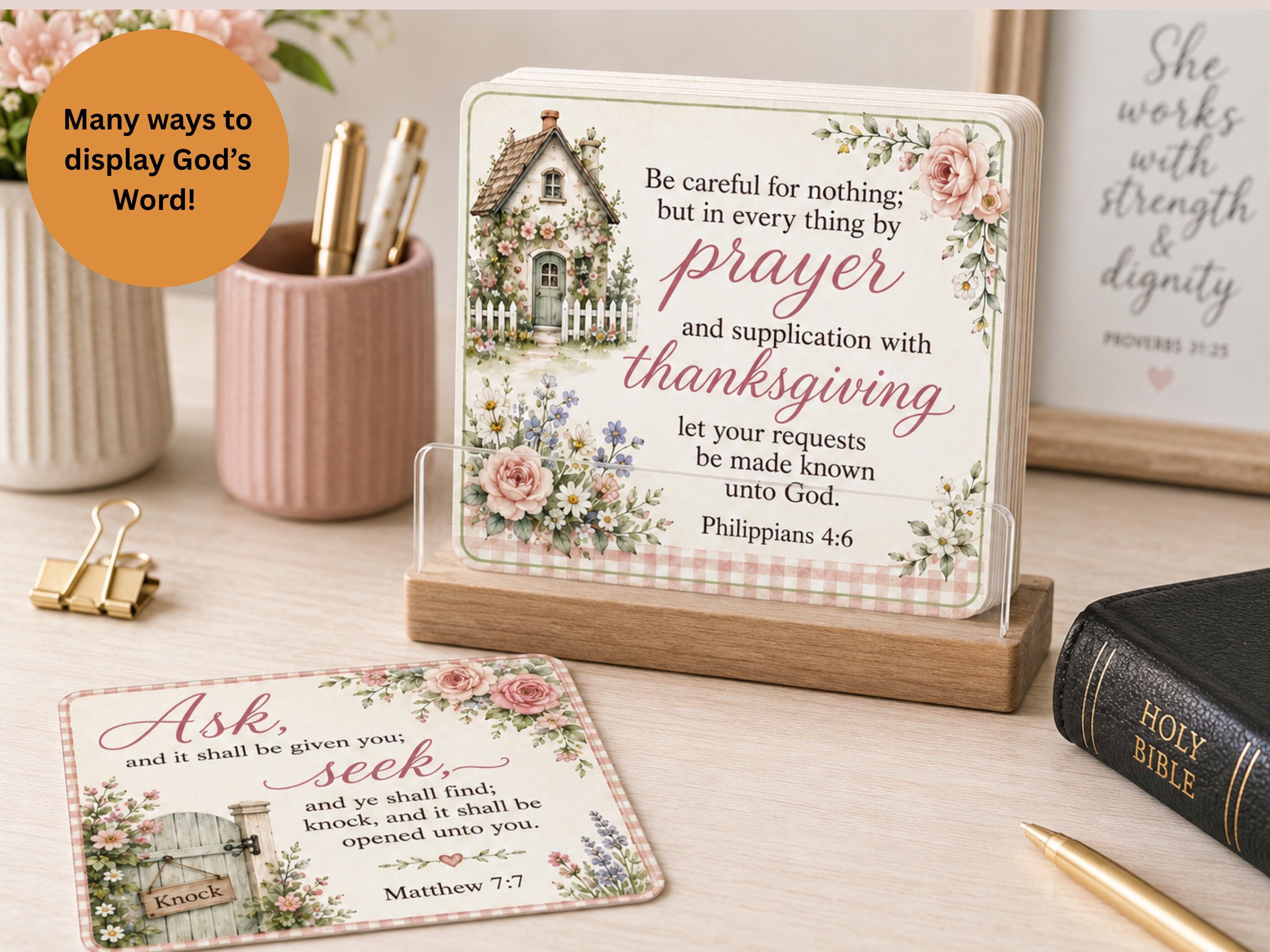 Cottage Scripture Image KJV Cottage Floral Prayer Scripture Cards, Christian Encouragement ...