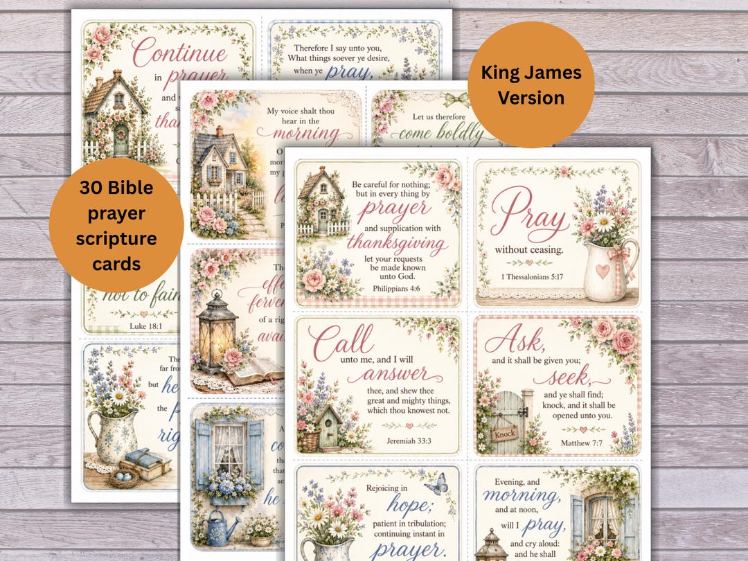 Cottage Scripture Image KJV Cottage Floral Prayer Scripture Cards, Christian Encouragement ...