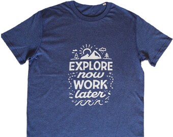 Mens Organic Cotton Cycling T-Shirt, Adventure Bike Tee