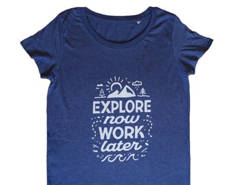 Explore Now Organic Cotton Women's Bike T-Shirt, Adventure Tee