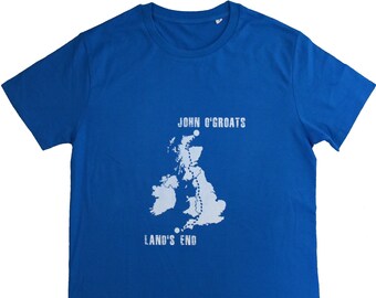 Lands End To John O’Groats Map Organic Cotton T-Shirt