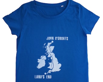 Womens Lands End to John O’Groats Organic Cotton T-Shirt, Cycling Hiking