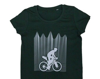 Womens Cycling Organic Cotton cycling t-shirt, Adventure, Bike, Outdoors tee, Green