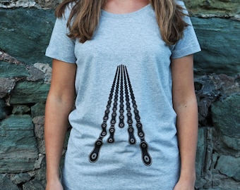 Womens Road Cycling Organic Cotton cycling t-shirt, Adventure, Bike, Outdoors tee, Grey