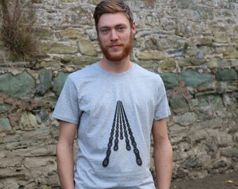 Mens Road Cycling Organic Cotton cycling t-shirt, Adventure, Bike, Outdoors, Bikepacking Grey tee