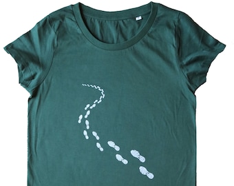 Womens Hiking Organic Cotton t-shirt, Adventure, Walking, Outdoors, Backpacking Green tee