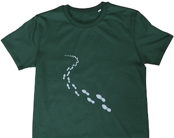 Mens Hiking Organic Cotton t-shirt, Adventure, Walking, Outdoors, Backpacking Green tee