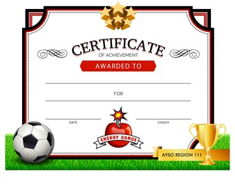 soccer certificates etsy
