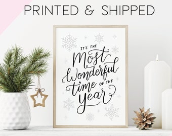 It's the Most Wonderful Time of the Year Quote Print - Christmas Home Decor Wall Art (Unframed)