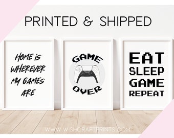 Set of 3 Gaming Room Prints in PS5 Style - 6x4, 7x5, A4 or A3 (Unframed)