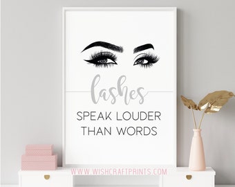 Lash Art Quote Beauty Salon A4 A3 Poster Print - Lashes speak louder than words. (Unframed)