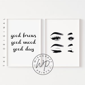 Set of 2 Eyebrow Quotes Brow Bar Beauty Salon A4 A3 Prints (Unframed)
