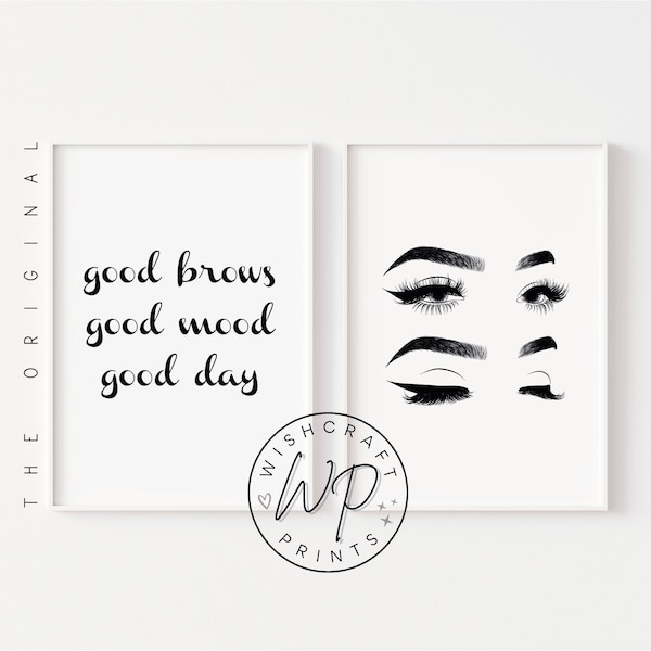Set of 2 Eyebrow Quotes Brow Bar Beauty Salon A4 A3 Prints (Unframed)