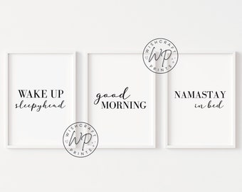 Set of 3 Bedroom Prints, Bedroom Wall Art Home Decor, Quote Typography Posters (Unframed)