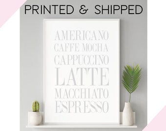 Coffee Types Print Kitchen Wall Art Print (Unframed)