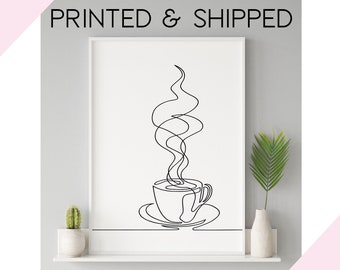Coffee Line Art Kitchen A4 A3 Poster Print (Unframed)