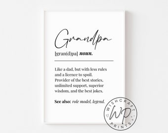 Grandpa Definition Print - Gift/Present for Grandparents - Quote Wall Art Print (Unframed)