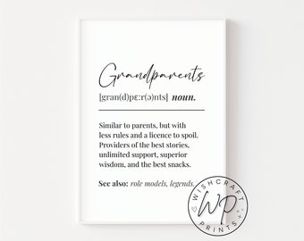 Grandparents Definition Print - Gift/Present for Grandparents - Quote Wall Art Print (Unframed)