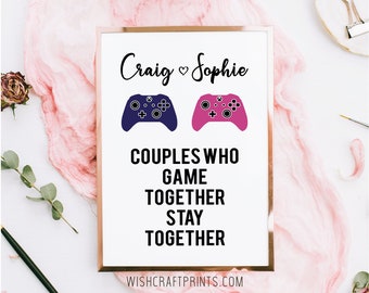 Personalised Gamer Couple XBOX Style Print (Unframed)