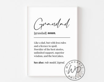 Grandad Definition Print - Gift/Present for Grandparents - Quote Wall Art Print (Unframed)