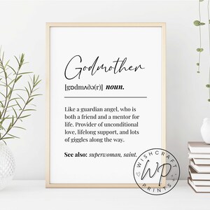 Godmother Definition Print Gift/Present for Godparents Quote Wall Art Print Unframed image 3