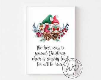 Christmas Cheer Elf Quote, Gonk Winter Christmas Print (Unframed)