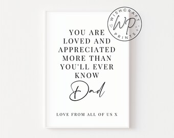 Personalised Dad Gift Print - Present for Dad - Quote Wall Art Print (Unframed)