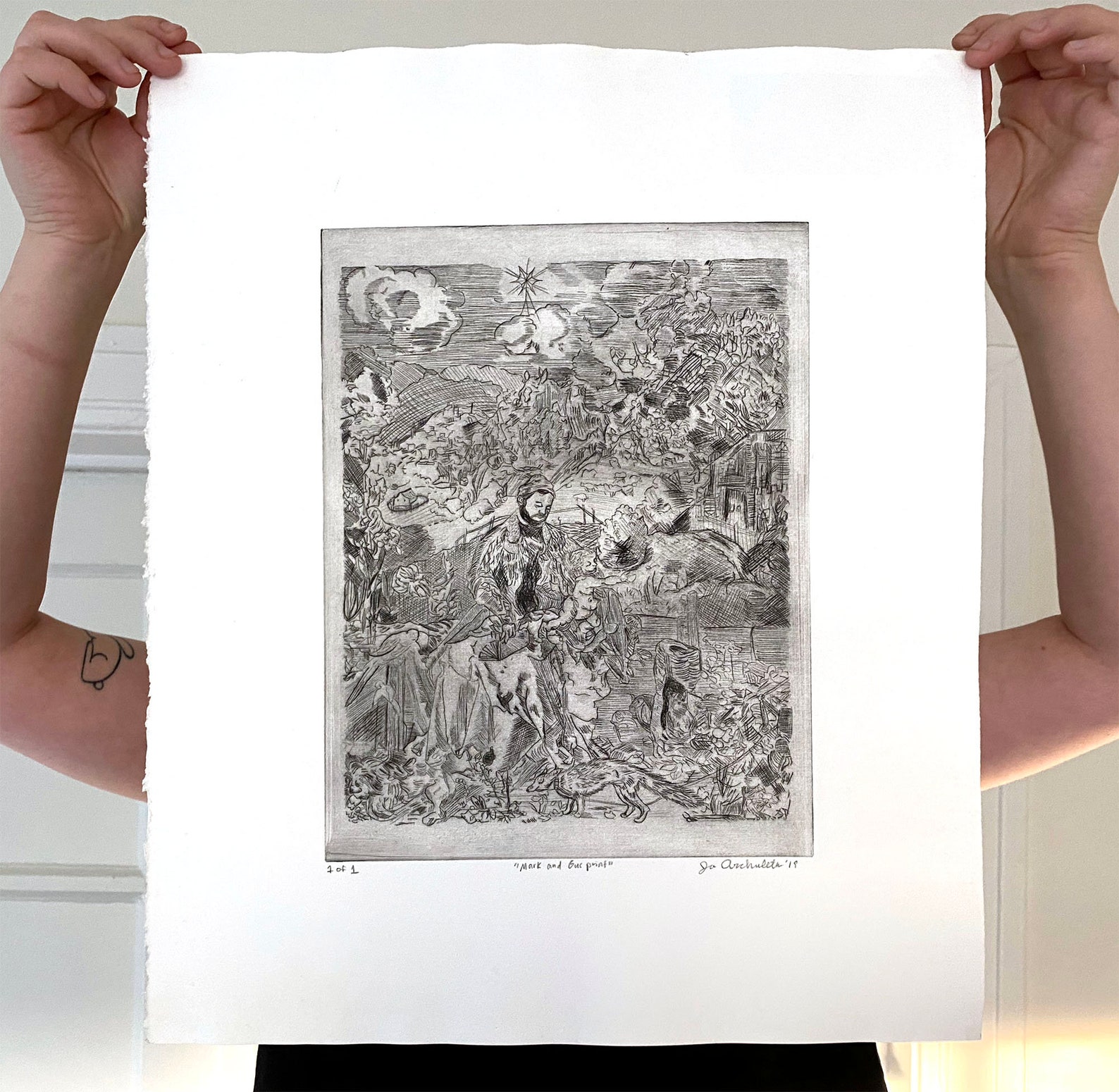 Original Copper Etching Print After Durer Ink Drawing Etsy